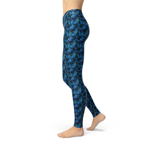 Women's Leggings Jean Dark Blue Crystalline Activewear Yoga Leggings Made in the USA