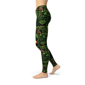 Women's Leggings Jean Happy St Patricks Leggings  Activewear Yoga Leggings Made in the USA