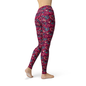 Jean Magenta Hearts Leggings