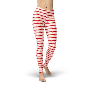 Jean Pink Holiday Stripes Leggings