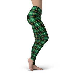 Women's Leggings Beverly Green Plaid Leggings Activewear Yoga Leggings Made in the USA