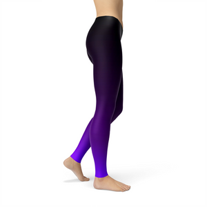 Women's Leggings Avery Black Purple Ombre Activewear Yoga Leggings Made in the USA