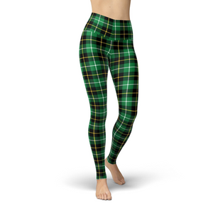 Women's Leggings Beverly Green Plaid Leggings Activewear Yoga Leggings Made in the USA