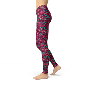 Jean Magenta Hearts Leggings