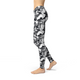 Women's Leggings Avery Black White Leaves Activewear Yoga Leggings Made in the USA