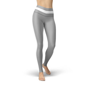 Women's Leggings Beverly Grey Striped Leggings Activewear Yoga Leggings Made in the USA