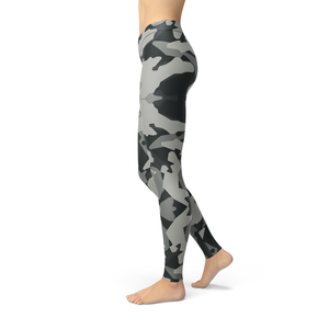 Women's Leggings Jean Digital Grey Camo Leggings Activewear Yoga Leggings Made in the USA