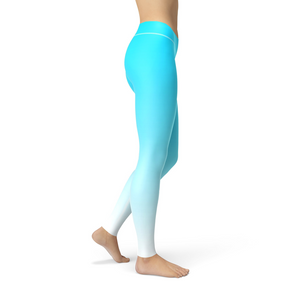 Women's Leggings Avery Blue White Ombre Activewear Yoga Leggings Made in the USA