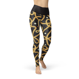 Women's Leggings Jean Gold Chains Leggings Activewear Yoga Leggings Made in the USA