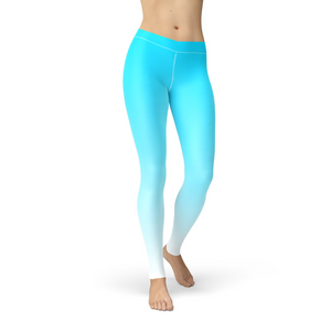 Women's Leggings Avery Blue White Ombre Activewear Yoga Leggings Made in the USA