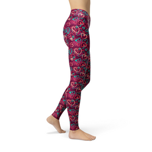 Jean Magenta Hearts Leggings