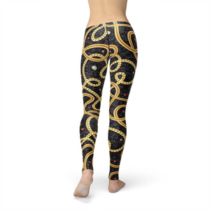 Women's Leggings Avery Gold Chains Activewear Yoga Leggings Made in the USA