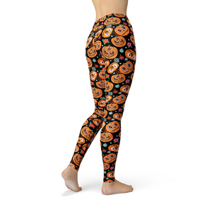 Jean Pumpkin Faces Leggings