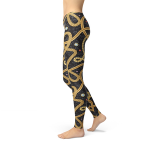 Women's Leggings Avery Gold Chains Activewear Yoga Leggings Made in the USA