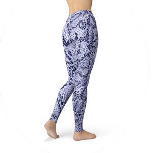 Women's Leggings Jean Blue Snake Skin Leggings  Activewear Yoga Leggings Made in the USA