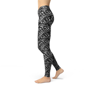 Women's Leggings Jean Bones Leggings  Activewear Yoga Leggings Made in the USA