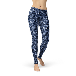 Women's Leggings Avery Navy Crystalline Activewear Yoga Leggings Made in the USA