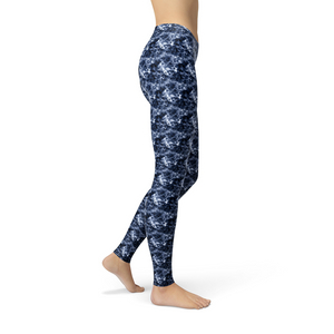 Women's Leggings Avery Navy Crystalline Activewear Yoga Leggings Made in the USA
