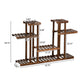 Flower Pots Rack Shelf Holder 4-Story 12-Seat Indoor Outdoor Carbonized Wood Plant Stand