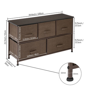 2-Tier Wide Closet Dresser, Nursery Dresser Tower With 5 Easy Pull Fabric Drawers And Metal Frame, Multi-Purpose Organizer Unit For Closets, Dorm Room, Living Room, Hallway