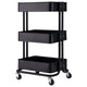 3-Tier Metal Rolling Cart, Utility Cart, Kitchen Cart with Adjustable Shelves, Storage Trolley with 2 Brakes, Easy Assembly, for Kitchen, Bathroom