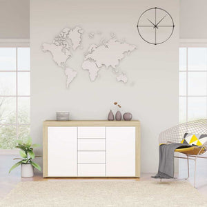 Sideboard White and Sonoma Oak 47.2"x14.2"x27.2" Chipboard