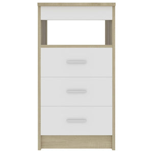 Drawer Cabinet White and Sonoma Oak 15.7"x19.7"x29.9" Chipboard