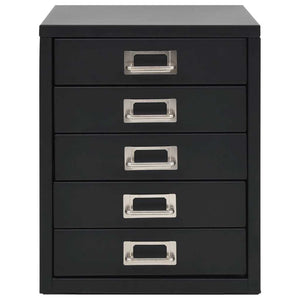 Filing Cabinet with 5 Drawers Metal 11"x13.8"x13.8" Black