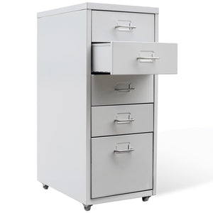 File Cabinet with 5 Drawers Gray 27" Steel