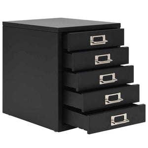 Filing Cabinet with 5 Drawers Metal 11"x13.8"x13.8" Black