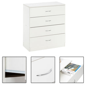 4-Drawer Dresser White Wood Cabinet for Closet/Office Clothes Cosmetic Storage Chest Organizer with Drawers Bedroom Night Stand