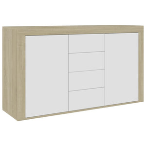 Sideboard White and Sonoma Oak 47.2"x14.2"x27.2" Chipboard