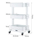 3-Tier Metal Rolling Cart, Utility Cart, Kitchen Cart with Adjustable Shelves, Storage Trolley with 2 Brakes, Easy Assembly, for Kitchen, Bathroom