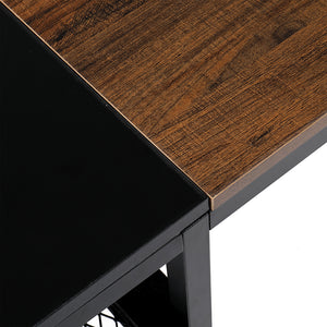 Computer Home Office Desk, 51 Inch Small Desk Study Writing Table with Storage Shelves, Modern Simple PC Desk with Splice Board, Walnut/Black