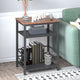 Industrial End Table,Nightstand with Adjustable Mesh Shelves,Side Table for Bedroom and Living Room,Rustic Brown