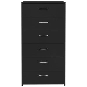 Sideboard with 6 Drawers Black 23.6"x13.4"x37.8 Chipboard