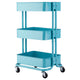 3-Tier Metal Rolling Cart, Utility Cart, Kitchen Cart with Adjustable Shelves, Storage Trolley with 2 Brakes, Easy Assembly, for Kitchen, Bathroom