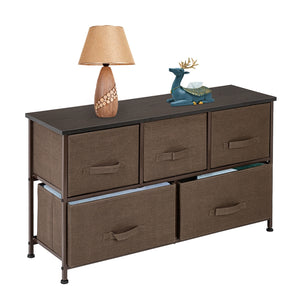 2-Tier Wide Closet Dresser, Nursery Dresser Tower With 5 Easy Pull Fabric Drawers And Metal Frame, Multi-Purpose Organizer Unit For Closets, Dorm Room, Living Room, Hallway