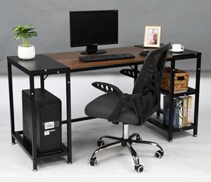 Computer Desk with Storage Shelves, 59" Sturdy Office Desk with CPU Stand, Industrial Desk Study Writing Table for Home Office, Vintage Rustic Brown and Black