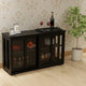 Kitchen Storage Sideboard, Antique Stackable Cabinet for Home Cupboard Buffet Dining Room (Black Sideboard with Sliding Door Window)