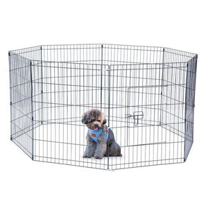 24"  30'' Tall Wire Fence Pet Dog Cat Folding Exercise Yard 8 Panel Metal Play Pen