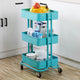 3-Tier Metal Rolling Cart, Utility Cart, Kitchen Cart with Adjustable Shelves, Storage Trolley with 2 Brakes, Easy Assembly, for Kitchen, Bathroom