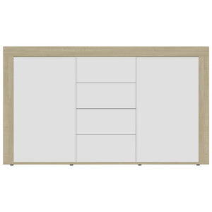 Sideboard White and Sonoma Oak 47.2"x14.2"x27.2" Chipboard