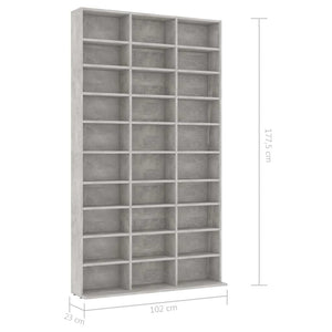 CD Cabinet Concrete Gray 40.6"x9"x69.9" Chipboard