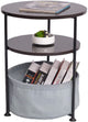 3-Tier Small Round End Table with Fabric Storage