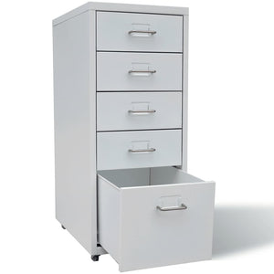 File Cabinet with 5 Drawers Gray 27" Steel