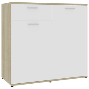 Sideboard White and Sonoma Oak 31.5"x14.1"x29.5" Chipboard