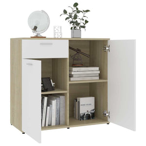 Sideboard White and Sonoma Oak 31.5"x14.1"x29.5" Chipboard