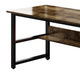 Multi- Purpose in One Design Computer Desk, Home Office Writing Desk, Black Metal Frame, Charcoal Wood Color