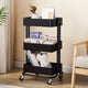 3-Tier Metal Rolling Cart, Utility Cart, Kitchen Cart with Adjustable Shelves, Storage Trolley with 2 Brakes, Easy Assembly, for Kitchen, Bathroom